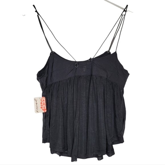 FREE PEOPLE Catch Me Drift Strappy Top Black Bungee Cord Toggle Women's XS Flowy - Picture 4 of 11